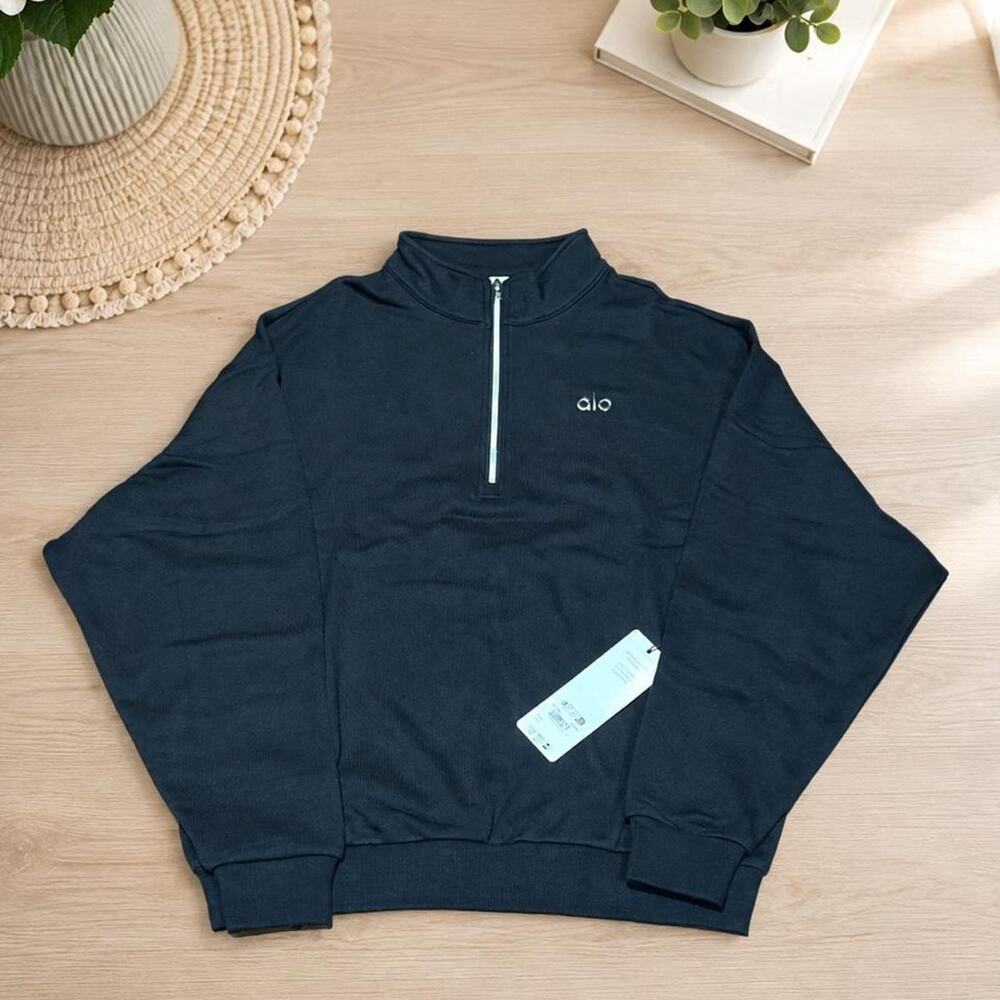 Alo Yoga Accolade Quarter Zip Pullover – Black - Size S